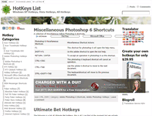 Tablet Screenshot of hotkeyslist.com